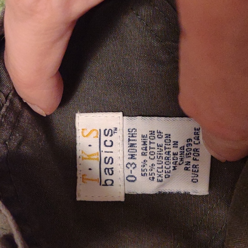 TKS basics olive green baby overalls Size 0/3 Months - Picture 5 of 6